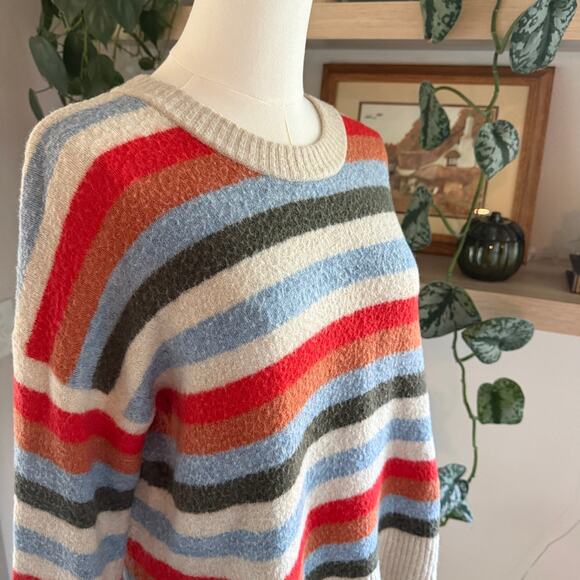 Madewell Striped Sweater Womens M Wool Alpaca Blend Pullover Coziest Yarn - Picture 5 of 9